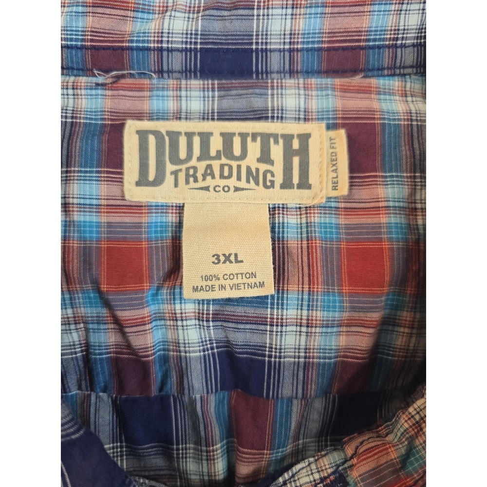 Duluth Trading Relaxed Fit Men's 3XL Plaid Short Sleeve Bugand Tall - Picture 3 of 9